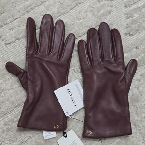 Coach Burgundy Leather Gloves 7.5